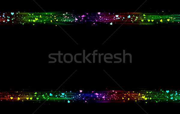 Rainbow cuori confine abstract colorato nero Foto d'archivio © Artida