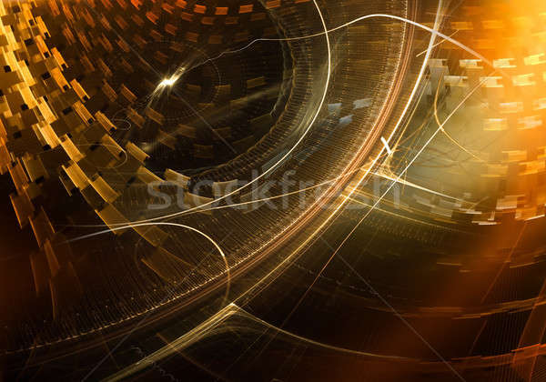Colorful Ancient Mechanism with Golden Metal Gear Wheels Stock photo © Artida