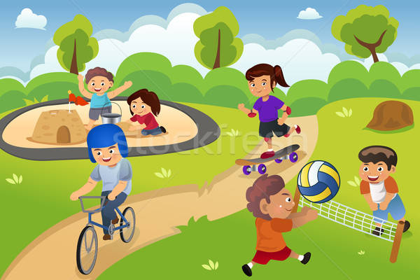 Gry dla dzieci boisko szczęśliwy dzieci ogród zdrowia Zdjęcia stock © artisticco