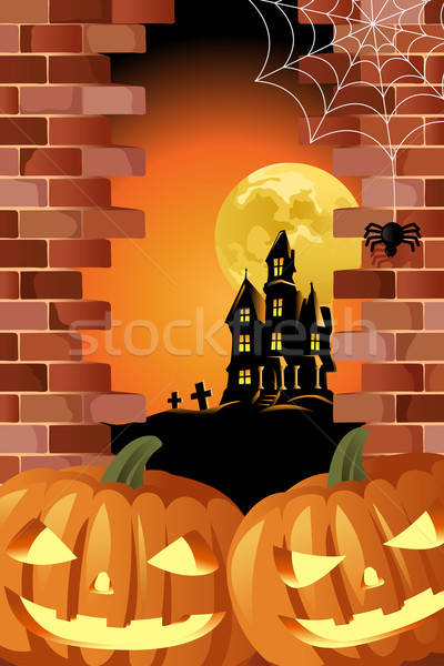 Halloween design affiche fête lune fond [[stock_photo]] © artisticco