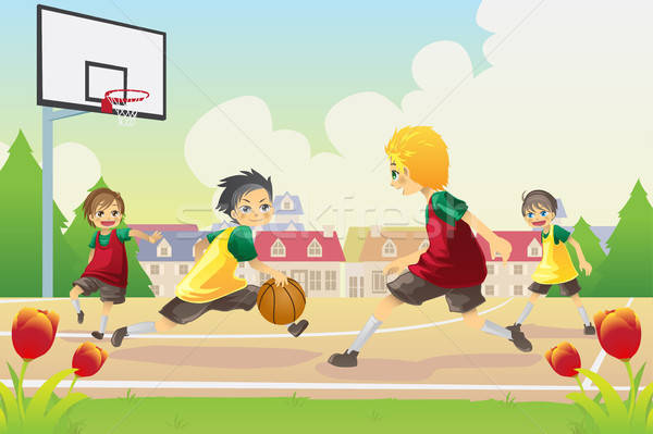Kids playing basketball Stock photo © artisticco