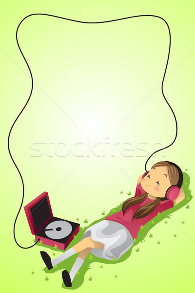 Foto stock: Nina · escuchar · música · nino · auriculares · jóvenes · femenino