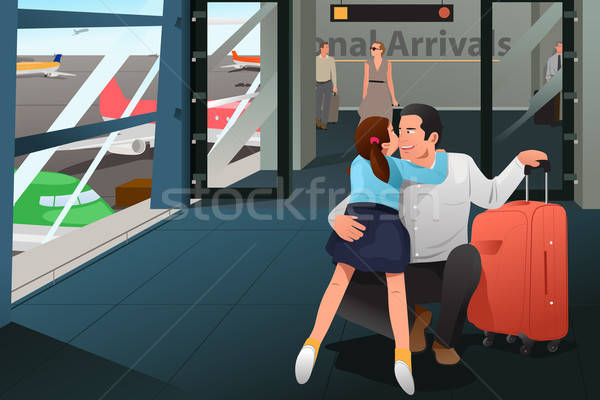 Fiica tată reuniune aeroport fată om Imagine de stoc © artisticco