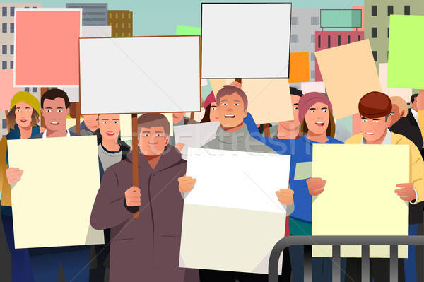 People Holding Pamphlet in Demonstration Illustration Stock photo © artisticco