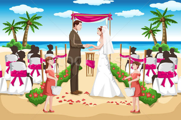 Plage mariage couple femme enfants beauté [[stock_photo]] © artisticco