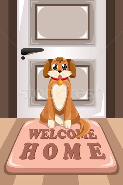 Cute dog sitting on a mat Stock photo © artisticco