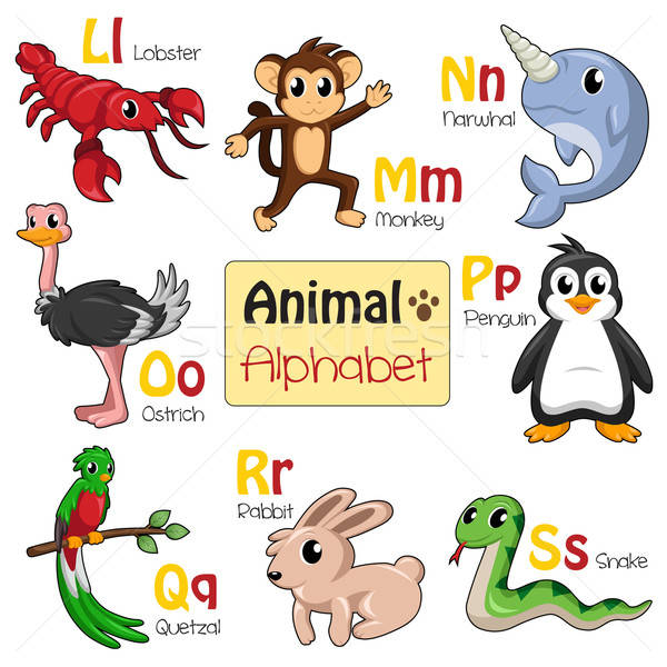 Сток-фото: алфавит · животные · детей · кролик · образование · обезьяны