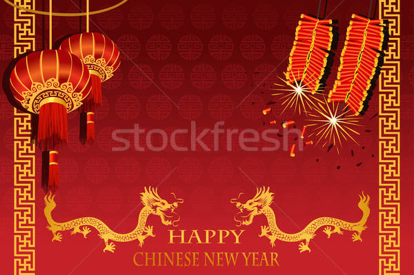 Año nuevo chino año dragón tarjeta de felicitación fondo dibujo Foto stock © artisticco