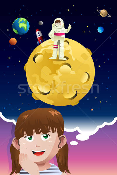 Young girl aspiring to be an astronaut Stock photo © artisticco