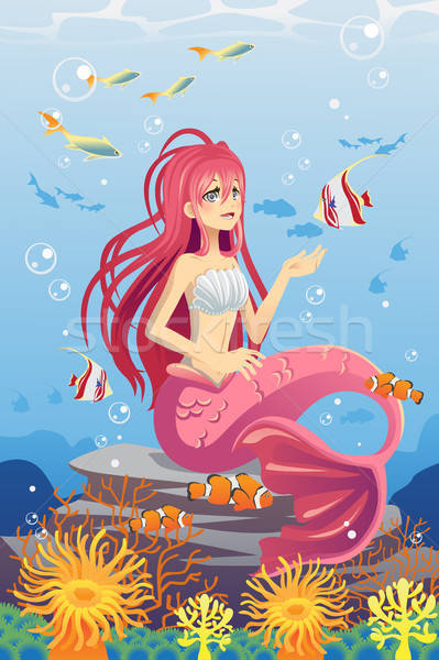 Sirena ocean femeie peşte fericit natură Imagine de stoc © artisticco