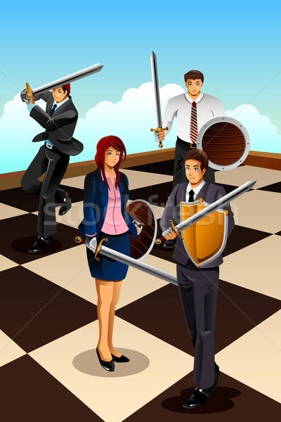 Business People Fighting as Knight Stock photo © artisticco