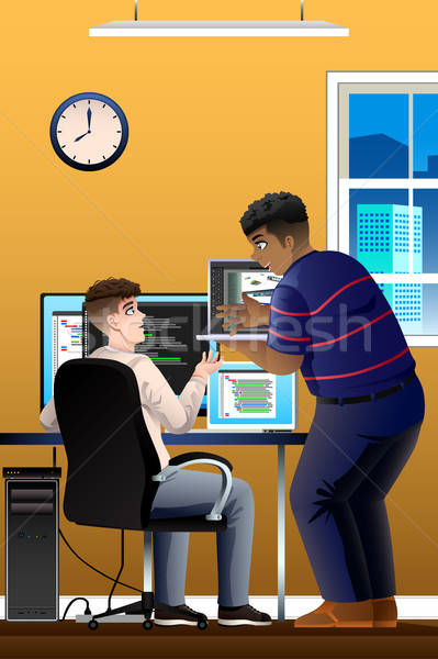 Számítógép dolgozik iroda mérnök férfi életstílus Stock fotó © artisticco