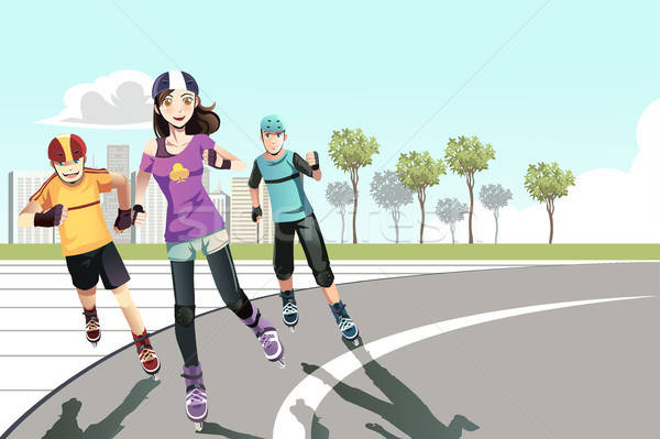 Rollerblading teenagers Stock photo © artisticco