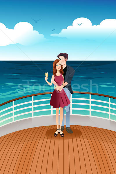 Paar stehen Deck romantischen Yacht Mädchen Stock foto © artisticco