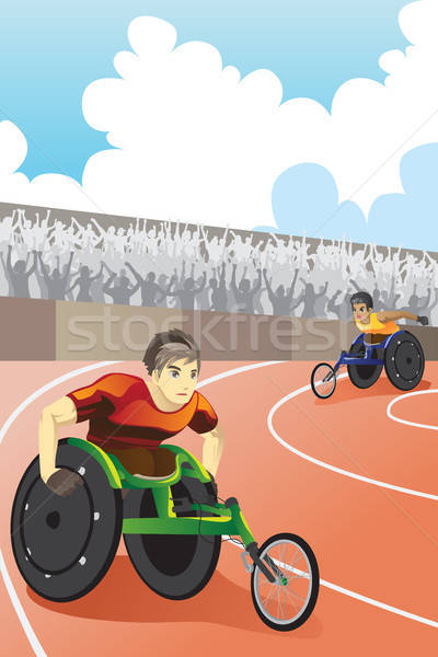 Fauteuil roulant course athlètes course concurrence à l'intérieur [[stock_photo]] © artisticco