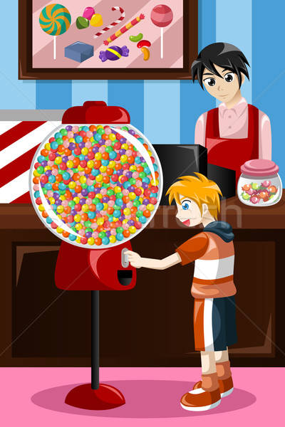 Kid buying candy from a vending machine Stock photo © artisticco
