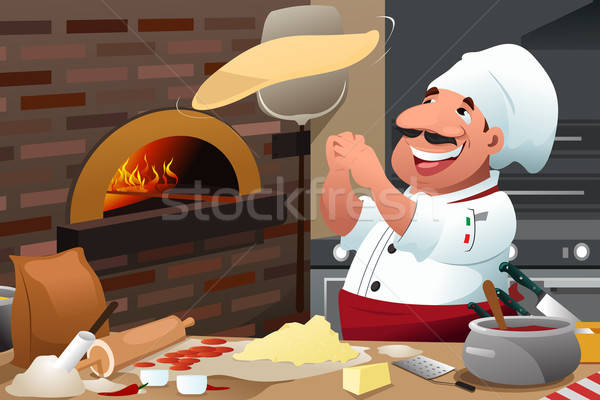 Pizza Chef Makes Pizza Dough Stock photo © artisticco