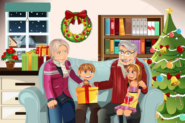 Grandparents and grandchildren on Christmas time Stock photo © artisticco