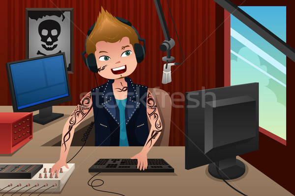 Radio DJ working in a radio station Stock photo © artisticco