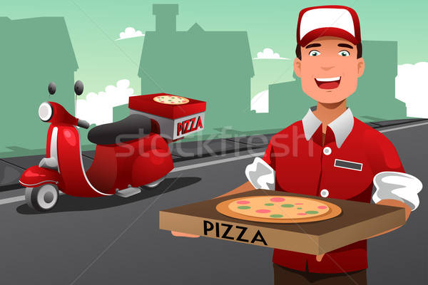 Stock photo: Man delivering pizza