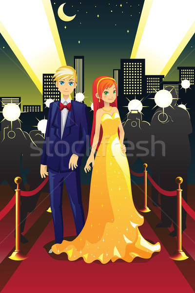 Célébrités tapis rouge couple homme mode industrie Photo stock © artisticco