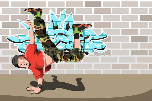 Hip-hop dansçı sokak dans duvar yazısı kentsel Stok fotoğraf © artisticco