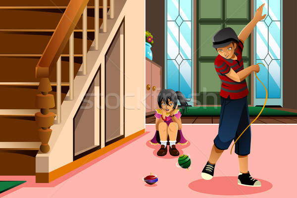 Crianças brincando topo feliz juntos casa menina Foto stock © artisticco