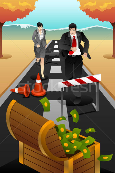 Business people running on the road reaching a goal Stock photo © artisticco
