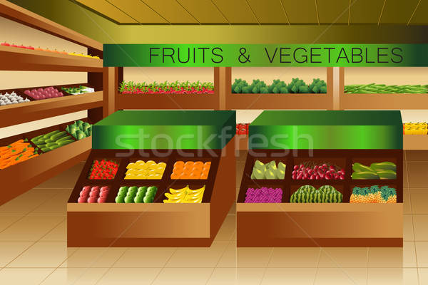 Grocery store: fruits and vegetables section Stock photo © artisticco