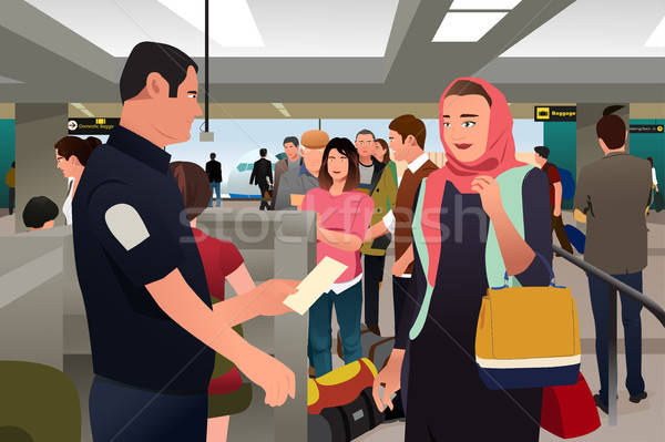 Personnes coutume aéroport dessin cartoon passeport Photo stock © artisticco