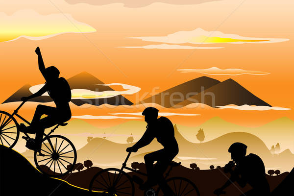 Горный велосипед группа горные спорт велосипедов Сток-фото © artisticco