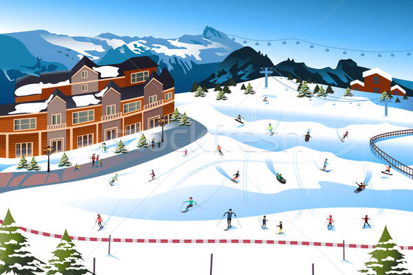 Scène ski resort kinderen man sport Stockfoto © artisticco