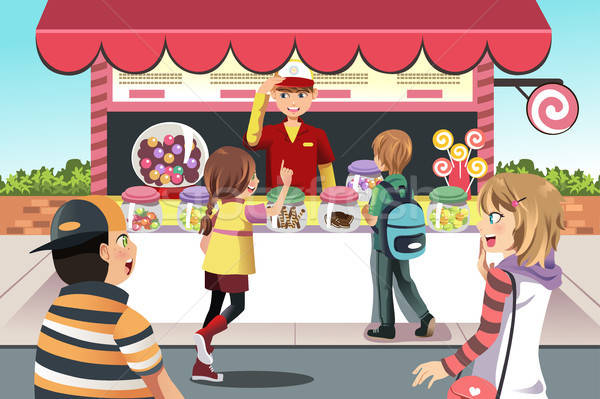Dzieci zakupu candy sklep żywności dzieci Zdjęcia stock © artisticco