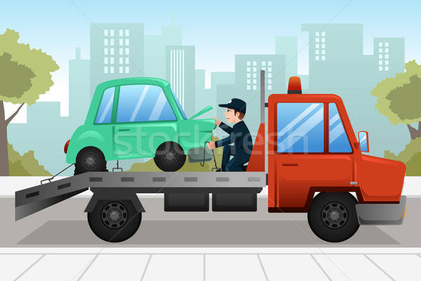 Tow truck towing a broken down car Stock photo © artisticco