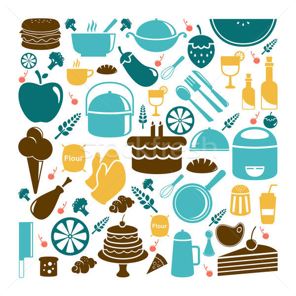 Food icons Stock photo © artisticco