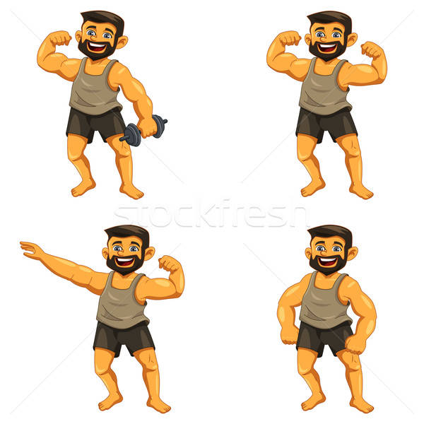 Músculo hombre posando iconos deporte dibujo Foto stock © artisticco