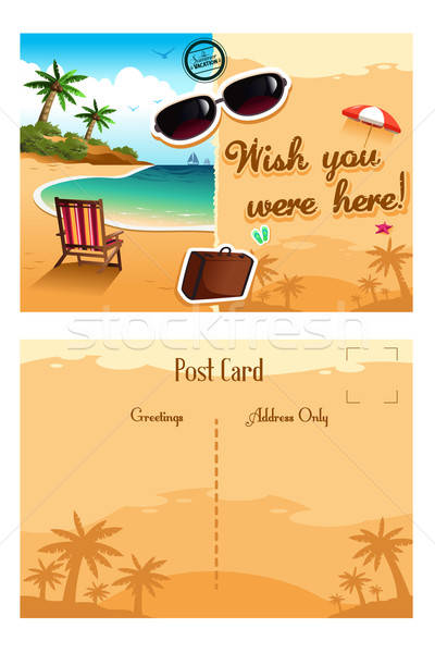 Stock fotó: Utazás · képeslap · terv · tenger · levél · bélyeg