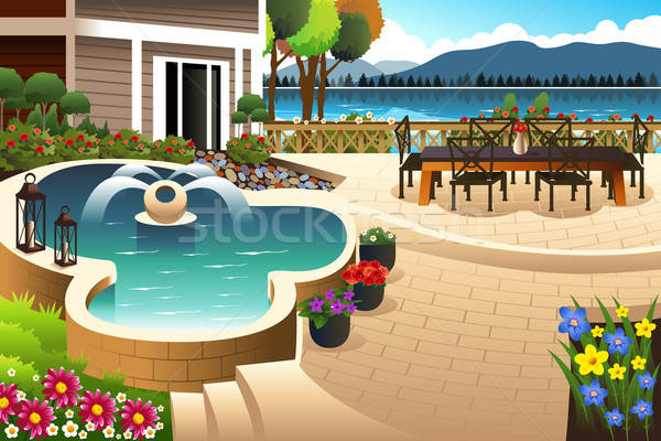 Beautiful backyard garden Stock photo © artisticco
