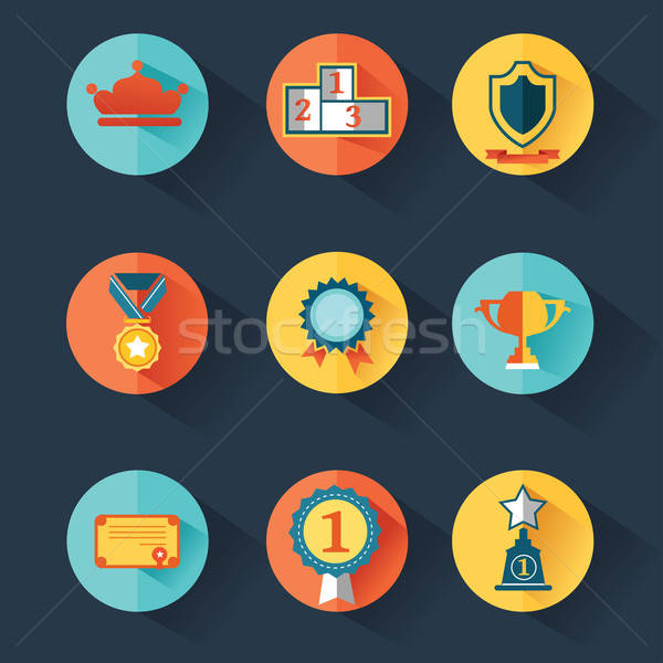 Award icons set Stock photo © artisticco