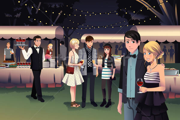 People having a night party outdoor Stock photo © artisticco