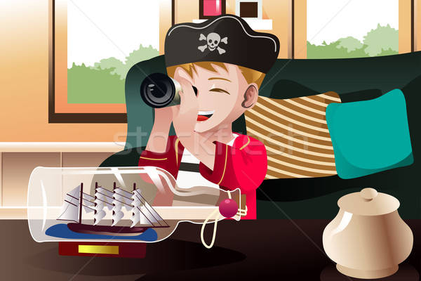 Boy dressed in a pirate outfit  Stock photo © artisticco