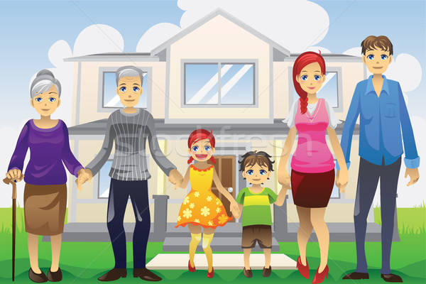 Többgenerációs család ház nők boldog otthon kéz a kézben Stock fotó © artisticco