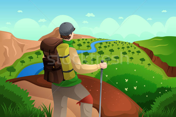 Backpackers on top mountains Stock photo © artisticco