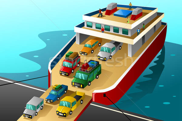 Cars in vacation going into a big ferry Stock photo © artisticco