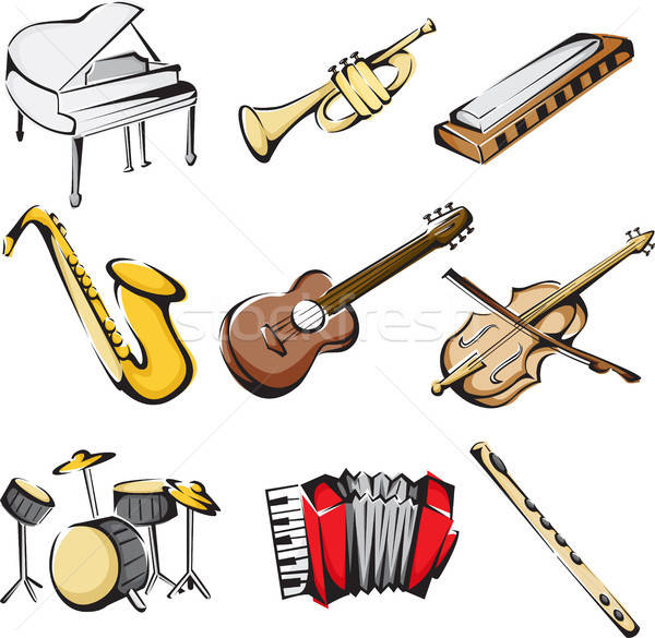 Musikinstrumente Symbole unterschiedlich Gitarre Web Zeichnung Stock foto © artisticco