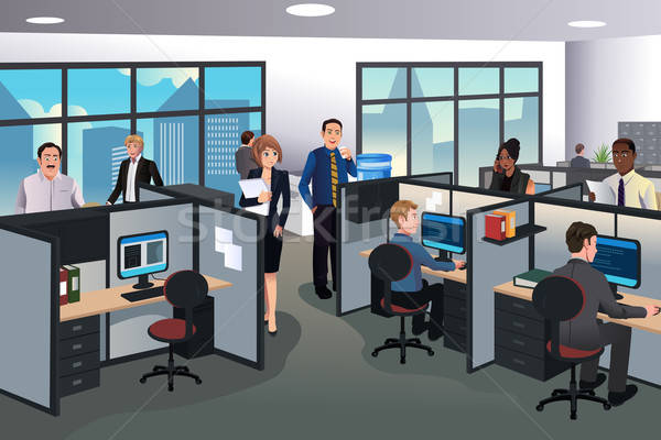 Emberek dolgoznak irodai emberek dolgozik iroda nők boldog Stock fotó © artisticco