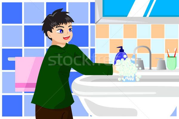 Stock photo: Boy Washing Hands with Soap