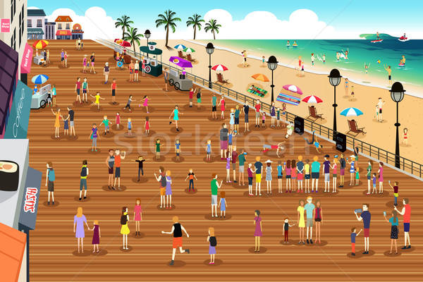 People in a Boardwalk Scene Stock photo © artisticco