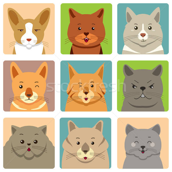 различный · кошек · счастливым · рисунок · Cartoon · ПЭТ - Векторная  графика © artisticco (#7449276) | Stockfresh