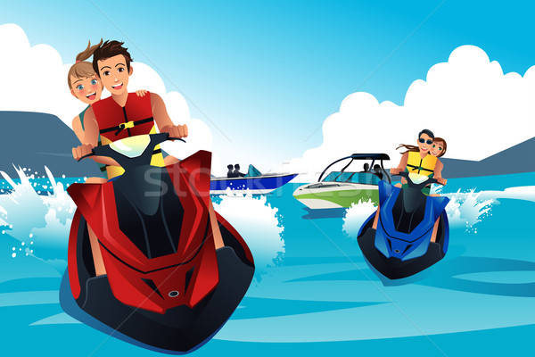 Young people riding jet ski  Stock photo © artisticco